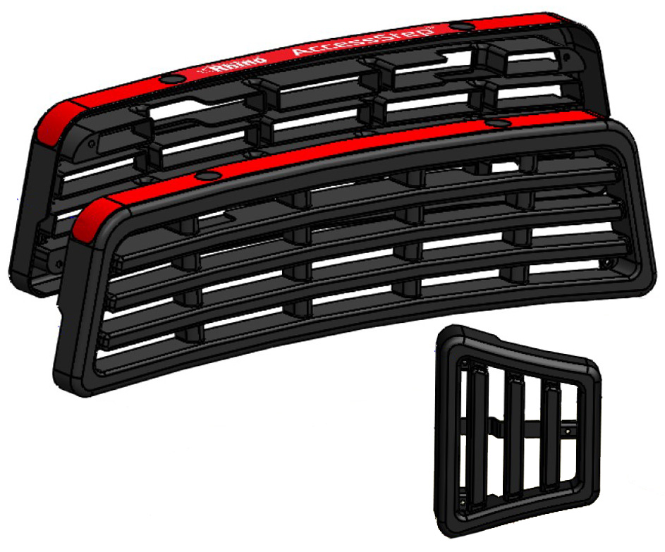 Rhino Access Step Plastic Tread Replacement Kit - triple tread plate with parking sensor holes "NOT Connect